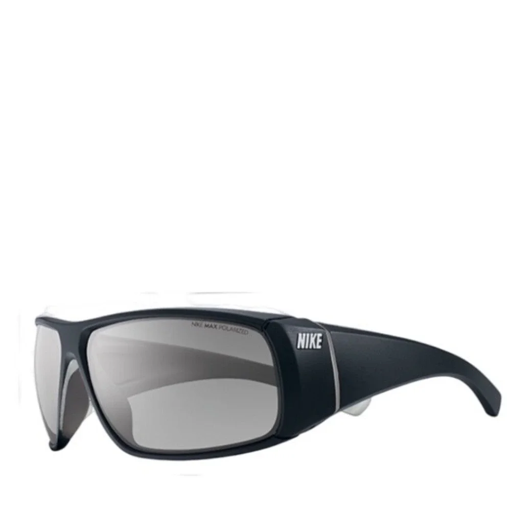 Nike Wrapstar EV0703 002 Polarized Sunglasses Matte Black Silver Mens Sport Wrap